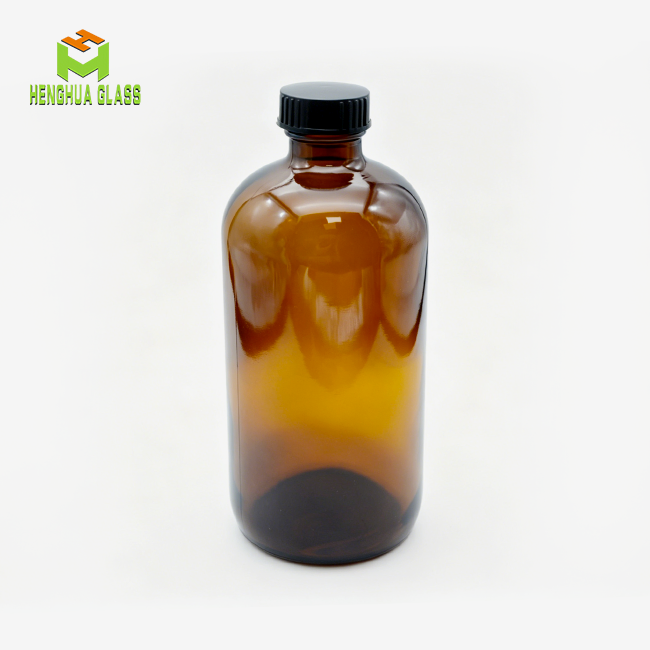 Amber Boston Glass Bottle